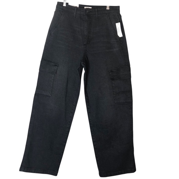 Jessica Simpson Cargo Wide Leg Jean Women Sz 6 29X31 Washed Black High Rise NWT - Picture 4 of 10